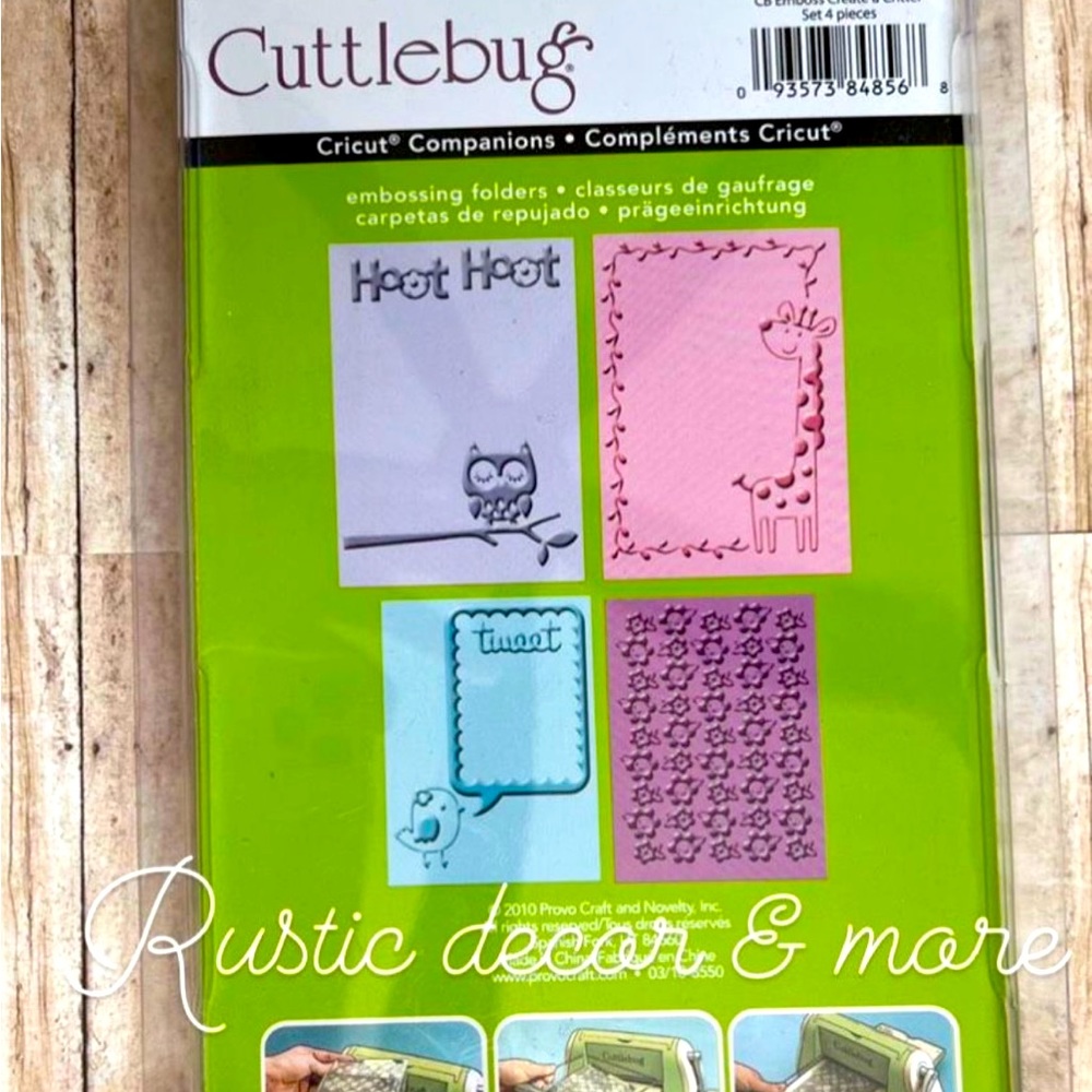 Cuttlebug Create a Critter Giraffe,Owl,Bird Set of 4 Embossing Folders.